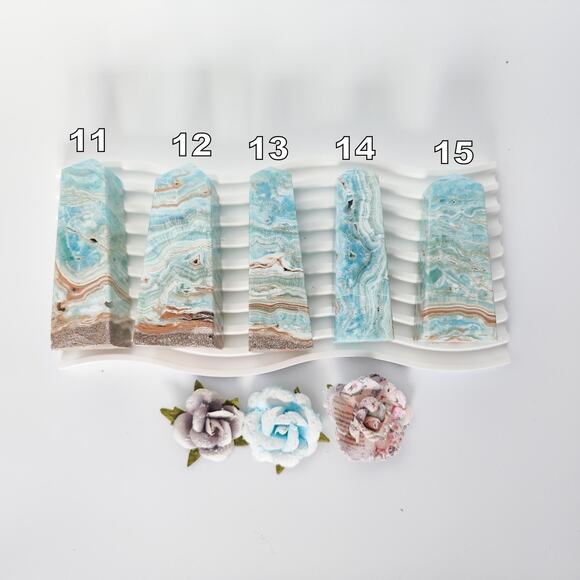 Blue Aragonite Tower Point Communication Crystal - Picture 8 of 8